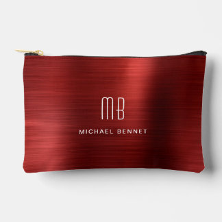 Modern Red Monogram Zubehörtasche