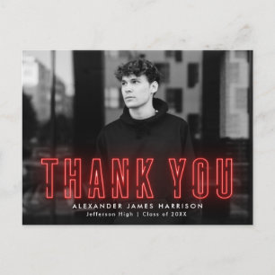 Modern Red Neon Foto Abschluss Vielen Dank Postkarte