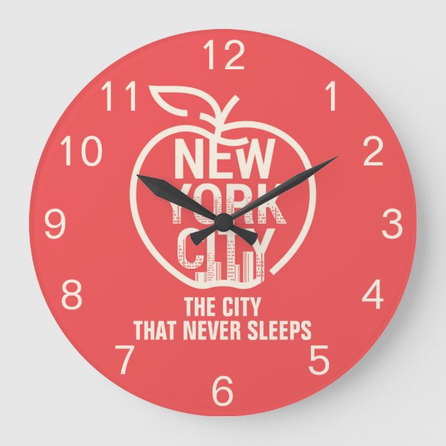 Modern Red NEW YORK CITY Big Apple Große Wanduhr (Vorderseite)