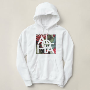 Modern Red Palm Aloha Hawaii Island Hoodie