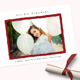 Modern Red Photo Frame Graduation Class of 2026 Ankündigung
