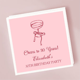 Modern Red&Pink freut sich auf 30 Jahre Geburtstag Serviette