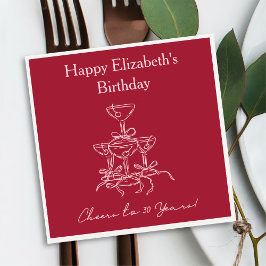 Modern Red&Pink freut sich auf 30 Jahre Geburtstag Serviette