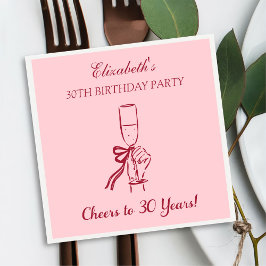 Modern Red&Pink freut sich auf 30 Jahre Geburtstag Serviette