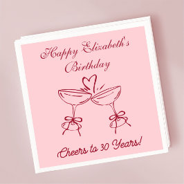 Modern Red&Pink freut sich auf 30 Jahre Geburtstag Serviette