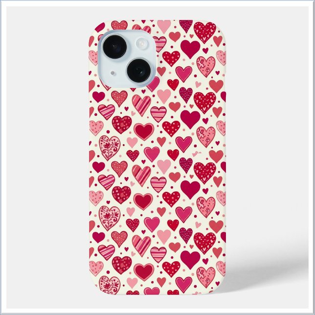 Modern Red & Pink Hearts Pattern Case-Mate iPhone Hülle (Von Creator hochgeladen)