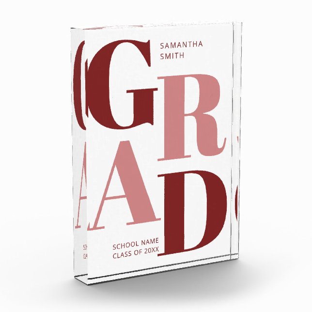 Modern Red Pink Trendy Typografy Abschluss Fotoblock (Links)