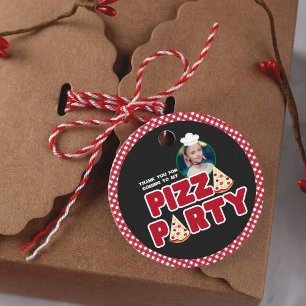 Modern Red Pizza Party Kindergeburtstag Vielen Dan Geschenkanhänger
