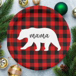 Modern Red Pläd and White Mama Bear Gift Pappteller<br><div class="desc">Modernes Geschenk für Karierte und weiße Mama-Bären.Bestes Personalisiertes Geschenk für Mütter Tag,  Weihnachten,  Frauentag oder Mama Geburtstag. Überraschende Mama mit einem Geschenk,  das so Phantastisch ist wie sie.</div>