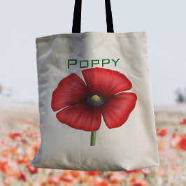 Modern Red Poppe Floral Tote Bag Tragetasche