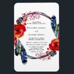 Modern Red Poppy Boho Feather Wedding Einladung Magnet<br><div class="desc">Dieses Design ist mit Blumenelementen mit roten Orangenpfeifen und aquamarinen blauen Boho Federn gestaltet. Ideal für Ihre Hochzeitsfeiern! Dies ist ein Mix- und Match-Sammelstück. Genießen</div>