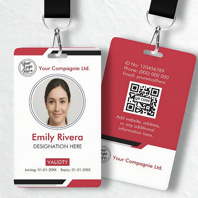 Modern Red Professional Photo ID Card Ausweis (Modern Red Professional Photo ID Card Badge)