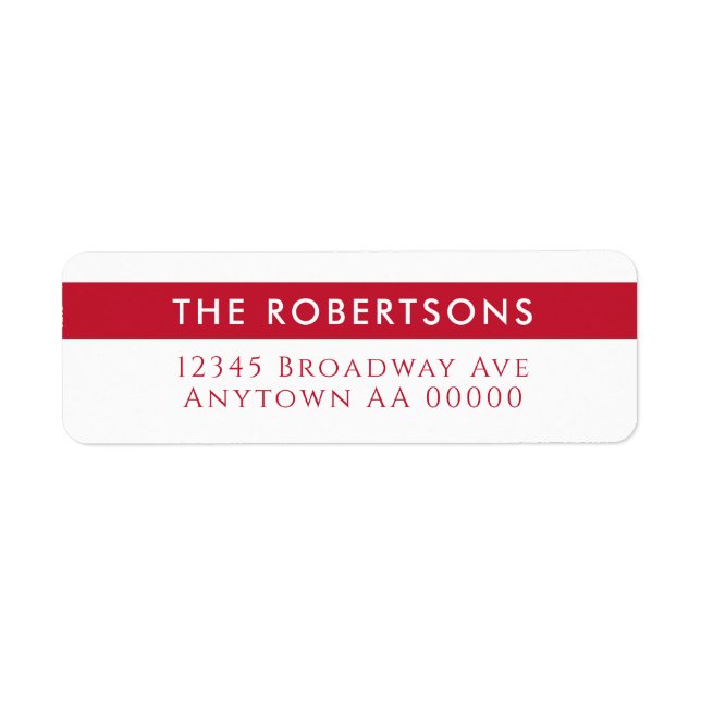 Modern Red Return Address Label (Vorne)
