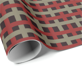 Modern Red Sage Black Christmas Plaid Geschenkpapier