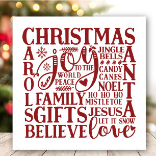 Modern Red Script Fun Weihnachten Subway Art