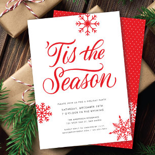 Modern Red Script 'Tis The Season Christmas Party Einladung
