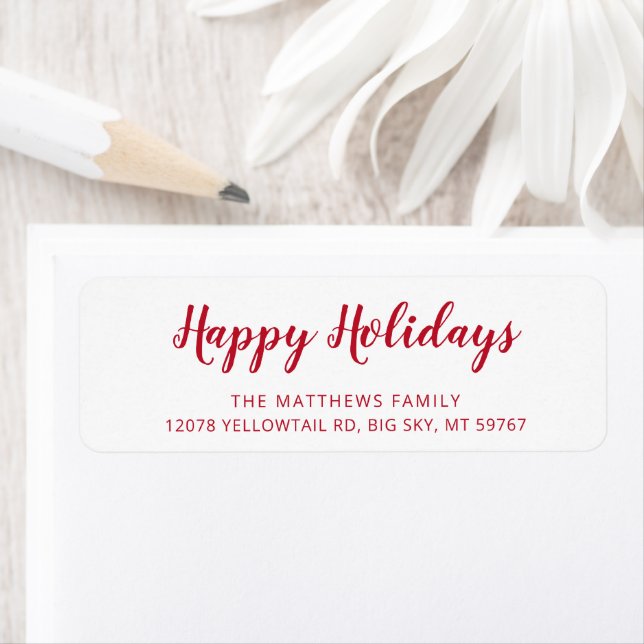 Modern Red Script Weihnachten-Rücksendeadresse (Insitu)