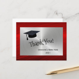 Modern Red Silver Cap Danke Abschluss Postkarte