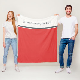 Modern Red Simple Personalisiert Name Fleecedecke