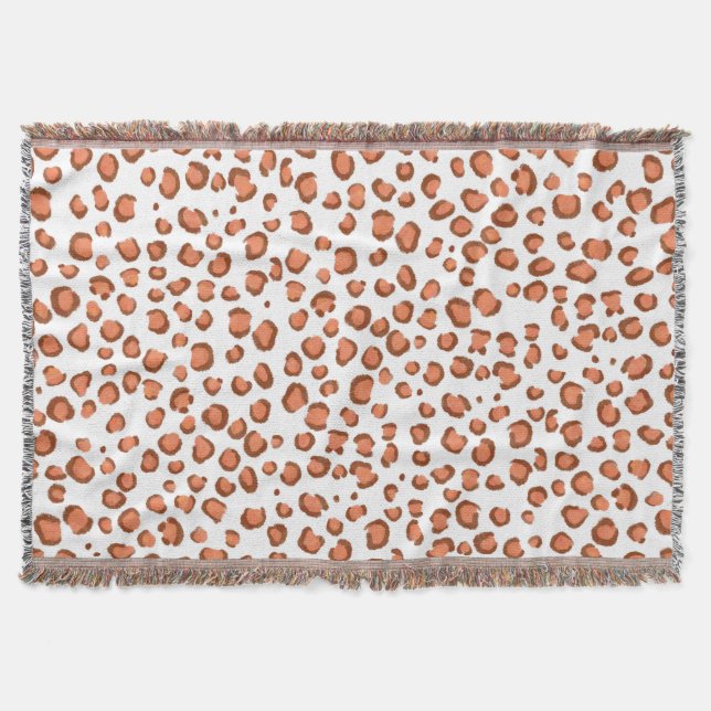 Modern Red Snow Leopard Animal Print Muster Decke (Vorderseite)