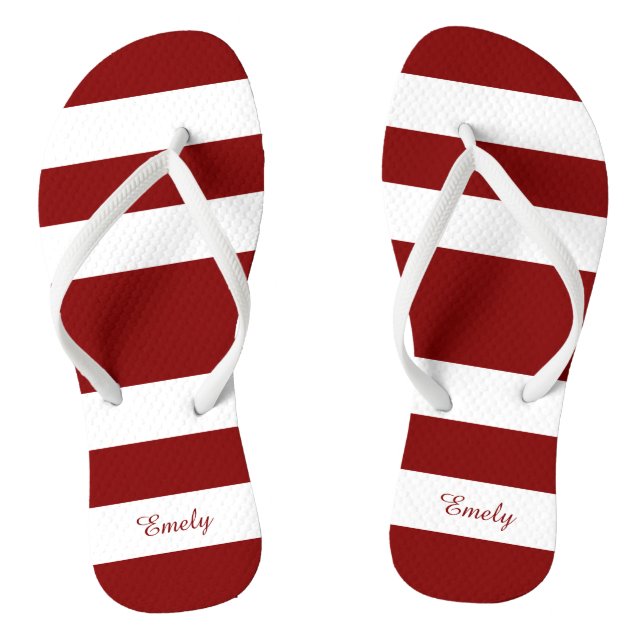 Modern Red Strips Name Flip Flops (Fußbett)