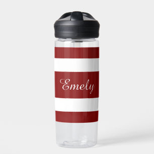 Modern Red Strips Name Trinkflasche