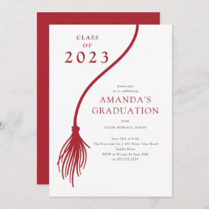 Modern Red Tassel Graduation Party Invitation Einladung