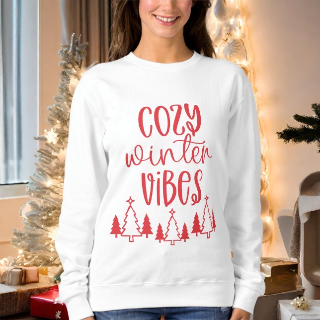 Modern Red Typografy Cosy Winter Vibes Sweatshirt (Von Creator hochgeladen)