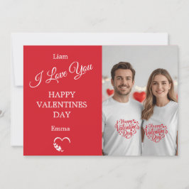 Modern Red Valentine’s Day Photo Card Dankeskarte