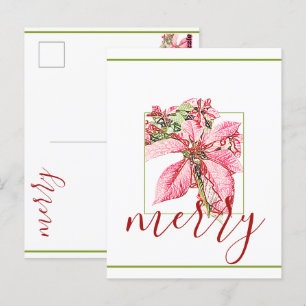 Modern Red Vintag Mercedes Poinsettia Holiday Postkarte