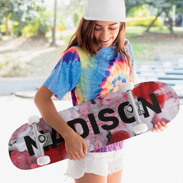 Modern Red White Abstrakt Custom Personalisiert Na Skateboard (Von Creator hochgeladen)