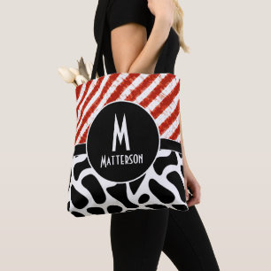 Modern Red White Black Muster Monogram Custom