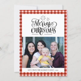 Modern Red White Buffalo Kariert Fun Script Einfac Feiertagskarte