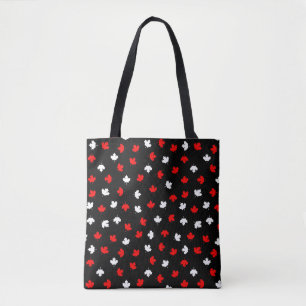 Modern Red White Canada Mapsleaf Black Pattern