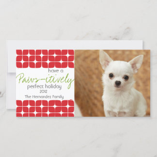 Modern Red & White Christmas Pet Holiday Card! Feiertagskarte