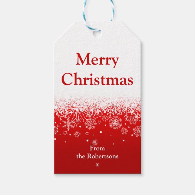 Modern Red White Frohe Weihnachten Geschenkanhänger (Vorderseite)