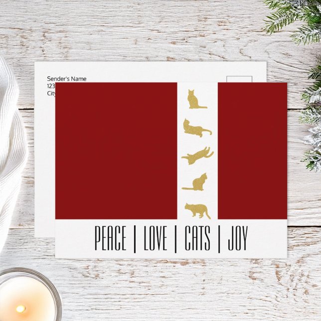Modern Red White Gold Cat Weihnachten (Von Creator hochgeladen)
