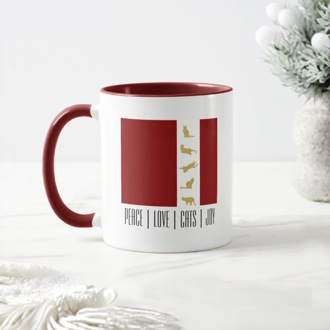 Modern Red White Gold Weihnachtskaffee Tasse (Von Creator hochgeladen)
