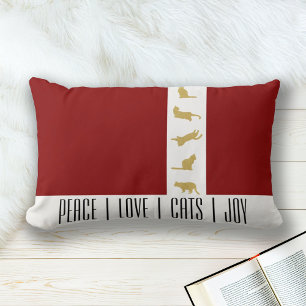 Modern Red White Gold Weihnachtskatze Lendenkissen