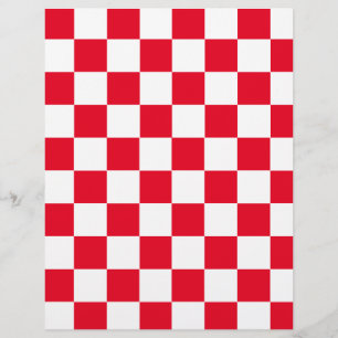 Modern Red White Kroon Schachbretts Scrapbook Pape