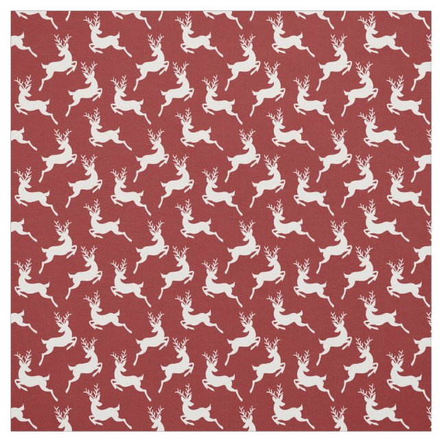 Modern Red White Rentier Weihnachtsmuster Stoff (Muster)