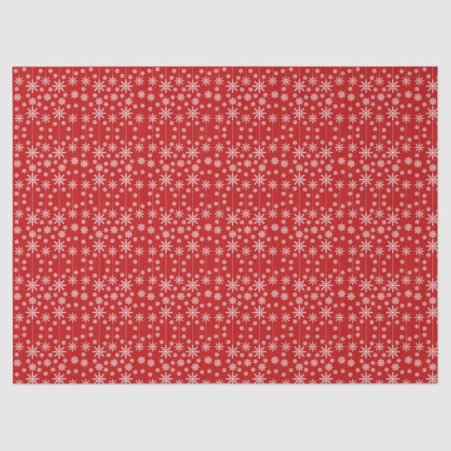 Modern Red & White Snowflake Christmas Holiday Seidenpapier (Vorderseite)