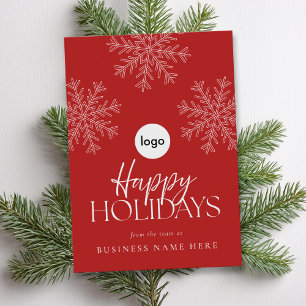 Modern Red White Snowflakes Business-Logo Feiertagskarte