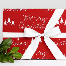 Modern Red White Trees Muster Frohe Weihnachten Geschenkpapier