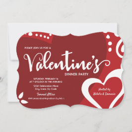 Modern Red White Valentine Dinner Party Einladung
