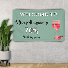 Modern Red Wine Glass 70. Geburtstagsparty Banner