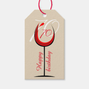 Modern Red Wine Glass Script 70. Geburtstag Geschenkanhänger