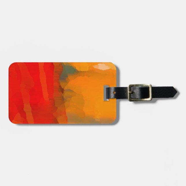Modern Red Yellow Blue Abstrakt Luggage Tag Gepäckanhänger (Vorderseite horizontal)