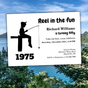 Modern Reel in the Fun Fisherman 50. Geburtstag Einladung