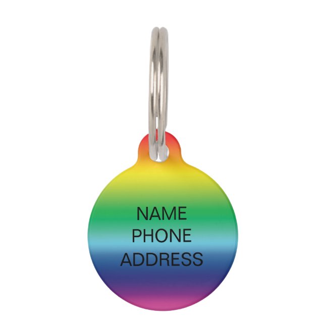 Modern Regenbogen-individuelle Name Kontaktkatze Haustiermarke (Vorderseite)